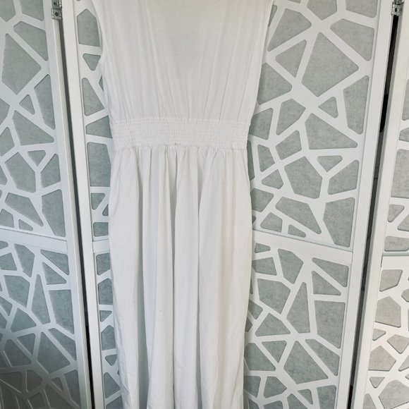 Banana Republic Maxi dress sundress with pockets, cotton white sz L large - Picture 6 of 8